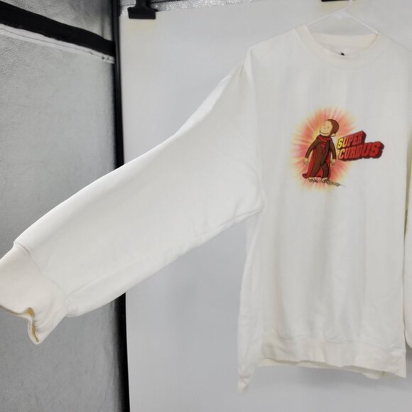 Vintage Curious George Super Curious White Long Sleeved Crewneck Sweatshirt XL - Picture 6 of 10